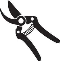 Black and white illustration of bypass pruning shears vector