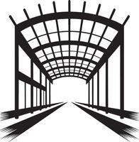 Railway station black and white architectural structure vector