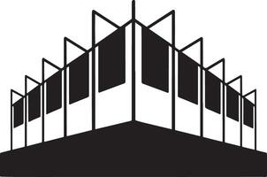 Abstract black and white building icon corner view modern architecture design. vector