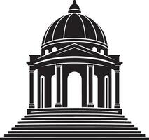 Classical Dome Building Architecture Design Columns Steps Entrance. vector