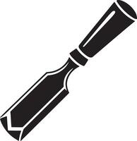Black and white icon of a wood carving chisel tool for crafts and diy projects. vector