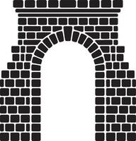 Black and white brick archway illustration simple design element. vector