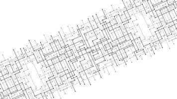 circuit path lines in rotated view in transparent background with black connecting dots template vector