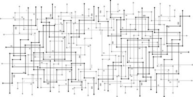 black circuit board path lines with connecting dots and elements template vector