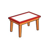 Isolated orange and red table with white surface cartoon vector