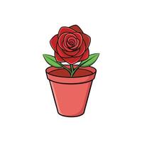 Illustration of a single red rose in a pot vector
