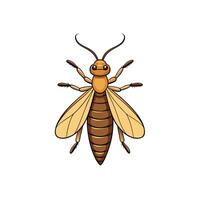Cartoonish termite illustration with defined lines on white background vector