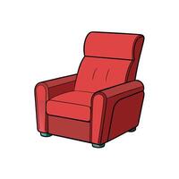 Comfortable red armchair illustration on white background with dark outlines vector