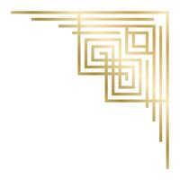 Golden art deco corner ornament forming an elegant frame, perfect for decorating invitations, menus, certificates, diplomas, labels and any kind of document vector