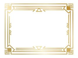 Elegant golden art deco frame creating a sophisticated border, adding vintage glamour and timeless style to any design project with geometric precision vector