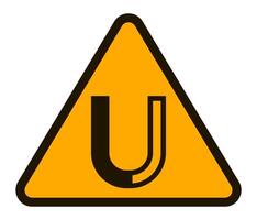 Yellow triangular warning sign featuring a black horseshoe magnet, highlighting magnetic fields and cautioning against magnetism related hazards in industrial settings vector