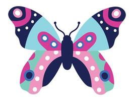 Vibrant and eye catching butterfly with a unique pattern on its wings stands out against a clean white background, showcasing the beauty and intricacy of nature's designs vector