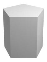 Gray pentagonal prism standing on white background representing geometry, mathematics, three dimensions, and architectural concepts, creating a visually appealing and educational image vector