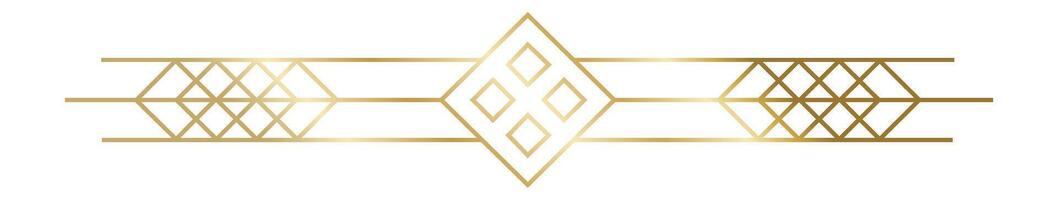 Golden art deco geometric ornament forming a horizontal band with rhombuses and squares, ideal for creating frames, borders, and decorative elements vector