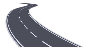 Winding highway stretching into the horizon against a white background evokes themes of journey, travel, and endless possibilities, symbolizing adventure and exploration vector