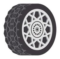 Car wheel rotating and showing its complex rim design, featuring a textured tire for enhanced grip and performance on various road surfaces vector