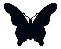 Butterfly silhouette with open wings showing antennae, isolated on a white background, representing concepts of nature, beauty, transformation, and elegance vector