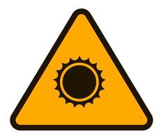 Conceptual illustration representing a potential hazard related to heat or intense sunlight, using a universally recognized warning symbol with a stylized sun, emphasizing safety and prevention vector