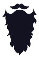 Stylized illustration presents a large, dark silhouette of a full beard and mustache, symbolizing traditional masculinity, wisdom, and experience vector