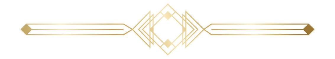 Golden art deco divider forming a horizontal geometric pattern with rhombuses, lines and dots, creating an elegant and vintage decorative element vector