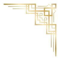 Golden art deco corner ornament creating an elegant frame with intricate geometric shapes, offering a sophisticated vintage decorative element for various design applications vector