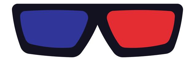 Black frame 3D glasses providing stereoscopic vision by filtering polarized light, enhancing the overall movie experience and immersing viewers in three dimensional depth and effects vector