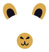 Minimalist illustration of a stylized animal face featuring golden ears, a round nose, and a smiling expression, creating a playful and whimsical design vector