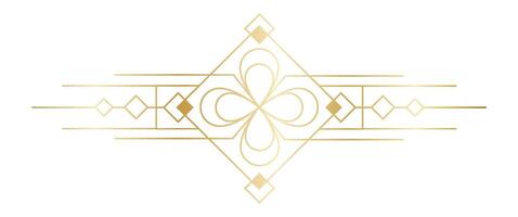 Golden art deco ornament featuring geometric shapes and floral patterns, exuding luxury and elegance, perfect for enhancing various sophisticated projects vector