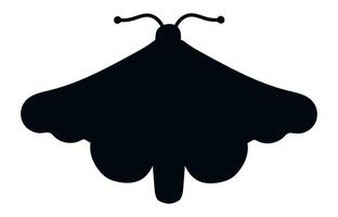 Minimalist illustration featuring a black moth silhouette with outspread wings, creating a bold contrast against a clean white background, perfect for nature themed designs vector