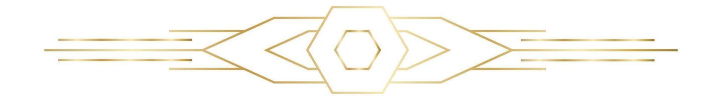 Elegant golden geometric art deco ornament forming a horizontal band, perfect for borders, frames, and decorative elements, adding a touch of vintage sophistication to designs vector