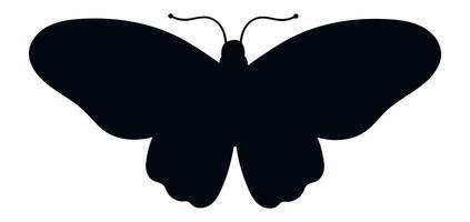 Black butterfly silhouette with open wings and delicate antennas, embodying nature's beauty and elegance. Perfect for enhancing various design projects with a touch of grace vector