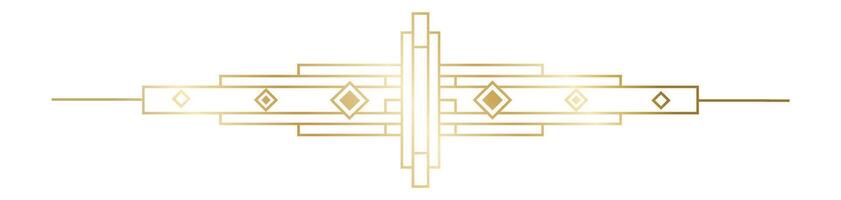 Golden art deco ornament is making a sophisticated horizontal frame with geometric shapes and diamonds, perfect for elegant and luxury designs vector