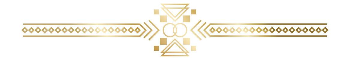 Geometric golden art deco ornament forming a horizontal band with squares, triangles and rhombuses, perfect for creating frames, borders and decorative patterns vector