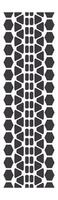 Vertical close up of a tire tread pattern featuring prominent hexagons and geometric shapes, emphasizing safety, grip, and performance on various road surfaces vector