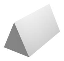 Triangular prism featuring white and gray faces rotating gracefully against a clean white background, ideal for enhancing educational content or geometric design projects vector
