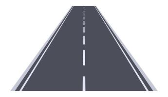 Long straight asphalt road disappearing into the horizon on a white background, representing concepts such as travel, journey, destination, and future vector