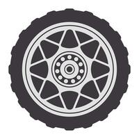 Close up view of a tire featuring a rim with eight triangular spokes and visible bolts securing the hub, isolated on a white background, ideal for automotive or transportation related projects vector