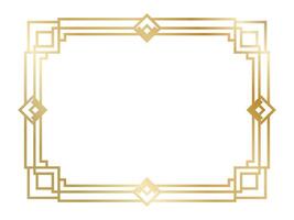 Golden art deco frame featuring geometric shapes and diamonds, creating an elegant and vintage border, perfect for invitations, posters, or any design seeking a touch of Great Gatsby style vector