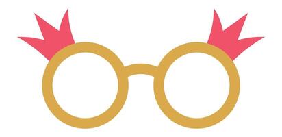 Round eyeglasses with two red crowns are celebrating Mardi Gras with a festive and playful design, adding a touch of royalty to any celebration vector