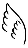 Simple and elegant line art illustrating a single wing, capturing the essence of freedom and flight while conveying graceful movement through the vast open sky vector