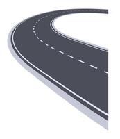 Winding road fading into the distance with dashed lines evokes themes of travel, adventure, and exploration, symbolizing freedom and forward momentum vector