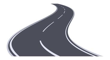 Winding highway disappearing into the distance on a white background, representing concepts such as journey, travel, and the unknown future vector