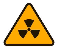International ionizing radiation trefoil symbol depicted inside a yellow triangle with black border, warning of radioactive materials or areas vector
