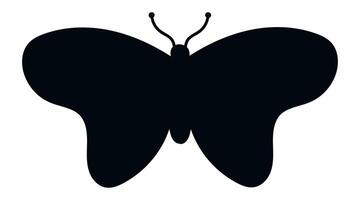 Black butterfly silhouette representing metamorphosis, freedom, and beauty, with spread wings and clearly visible antennae, isolated on a white background, perfect for graphic design projects vector