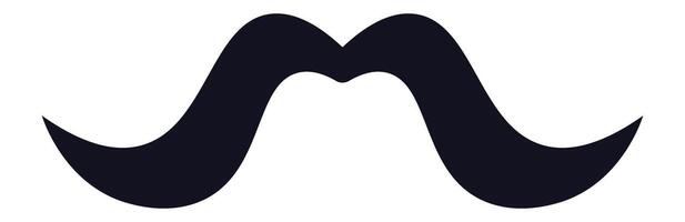 Black silhouette of a handlebar mustache, a classic style known for its elegance and association with masculinity, often seen in vintage or hipster culture vector