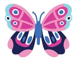 Pink and blue butterfly displaying decorative wings, isolated against a white background, embodying beauty, nature, and a vibrant, colorful design that captures attention vector
