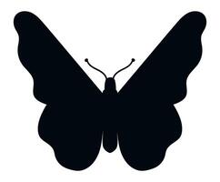 Black butterfly silhouette with open wings showing antennae, isolated on a white background, representing nature, beauty, and transformation vector