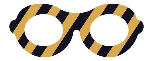 Round eyeglasses with black and gold stripes creating a playful and whimsical look, perfect for adding a touch of fun to any outfit or occasion, isolated on a white background vector