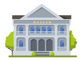 Museum building with columns and balconies exhibiting historical artifacts and artwork, offering educational and cultural experiences to visitors seeking knowledge and appreciation of the past vector