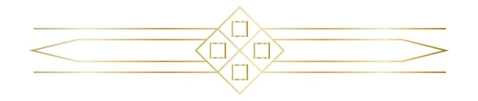 Elegant golden geometric decoration featuring intersecting lines, squares, and a central diamond shape, creating a sophisticated art deco design vector